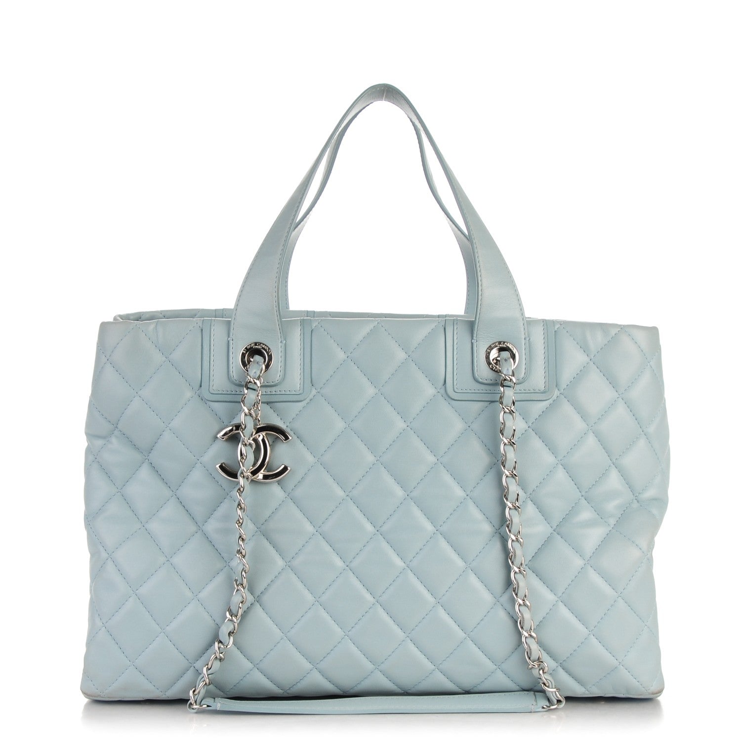 Chanel Lambskin Quilted Daily Shopping Tote Light Blue 1 of 11