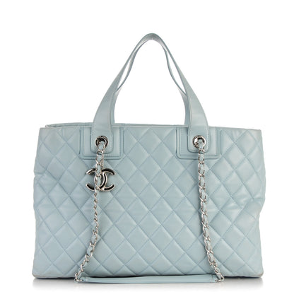 Chanel Lambskin Quilted Daily Shopping Tote Light Blue 1 of 11