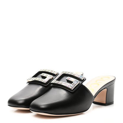Gucci Malaga Kid Crystal Square G Madelyn Mules 37 Black 3 of 8