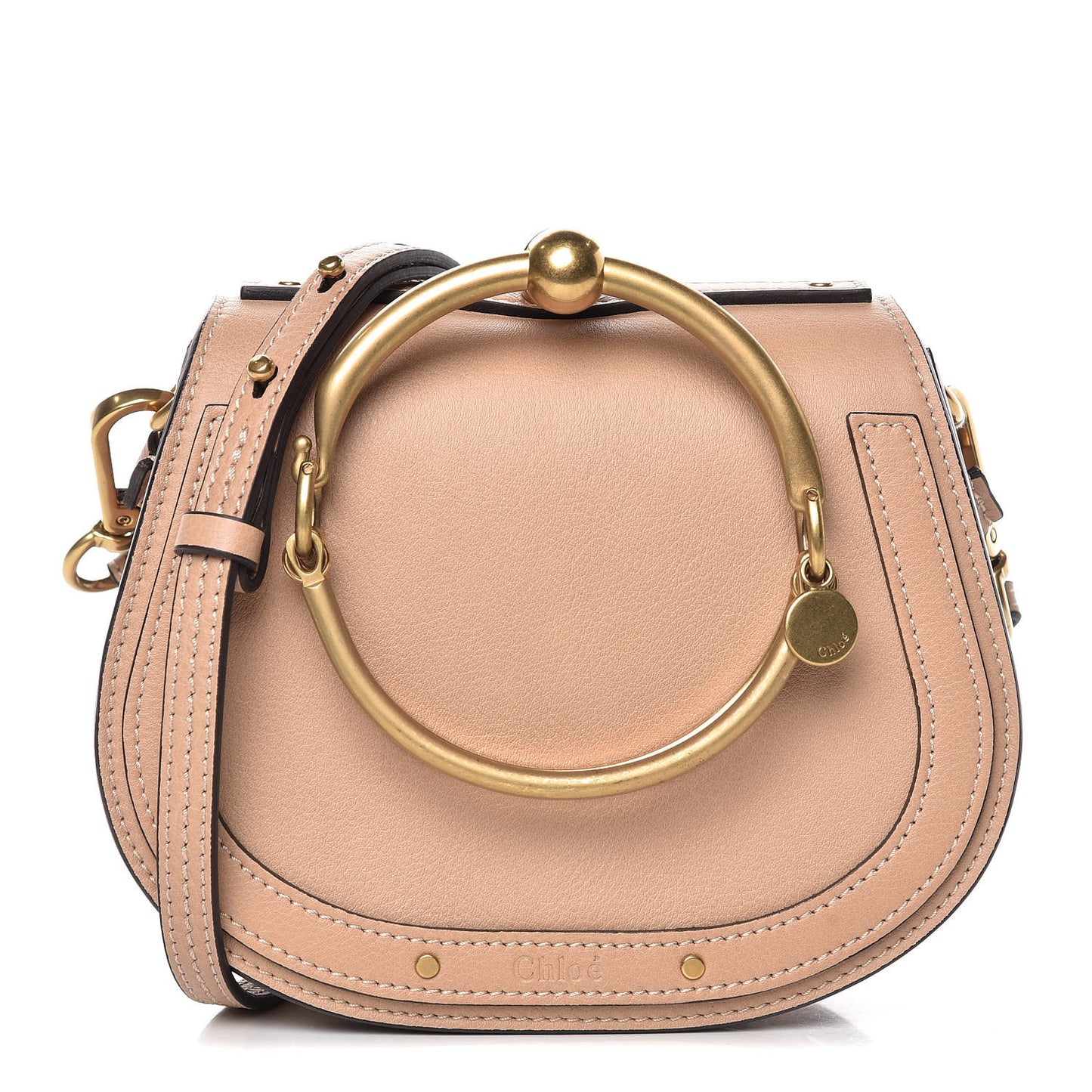Calfskin Suede Small Nile Bracelet Bag Biscotti Beige