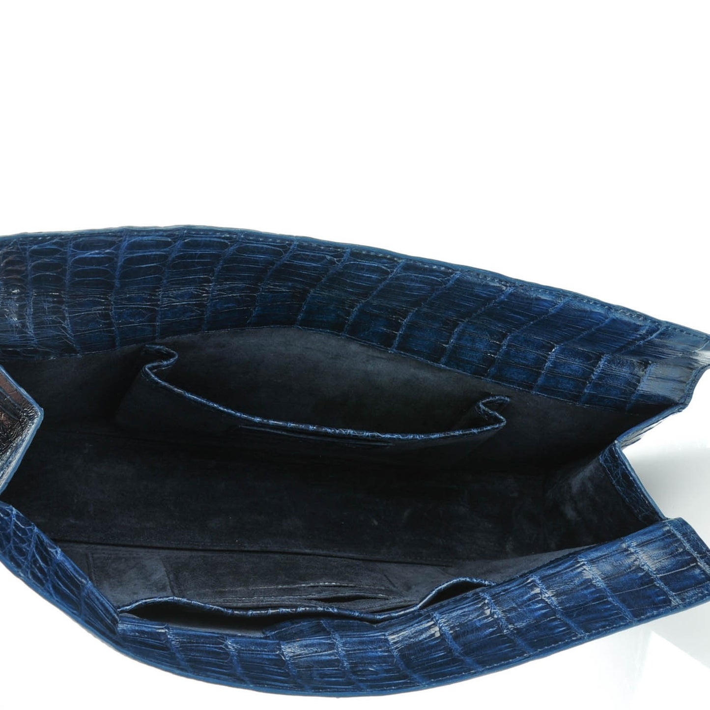 Glossy Crocodile Foldover Clutch Blue