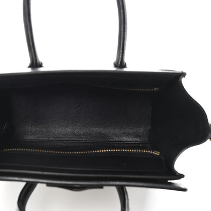 Celine Bullhide Calfskin Nubuck Bi-Color Nano Luggage Black White 5 of 12