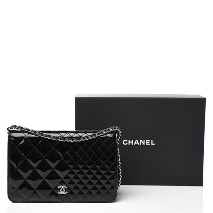 Chanel Patent Quilted Wallet On Chain WOC Black 9 of 9