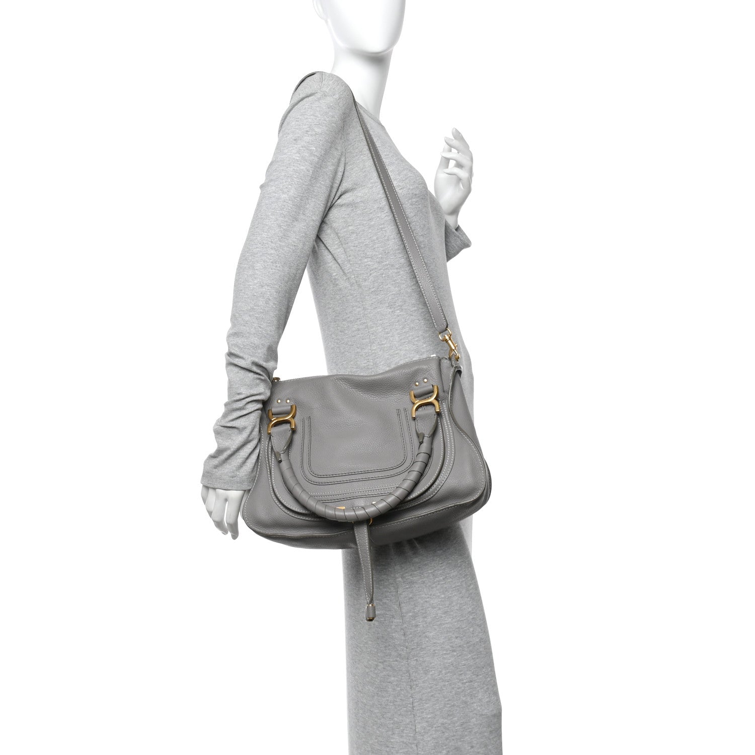 Chloe Calfskin Medium Marcie Satchel Cashmere Grey 2 of 10
