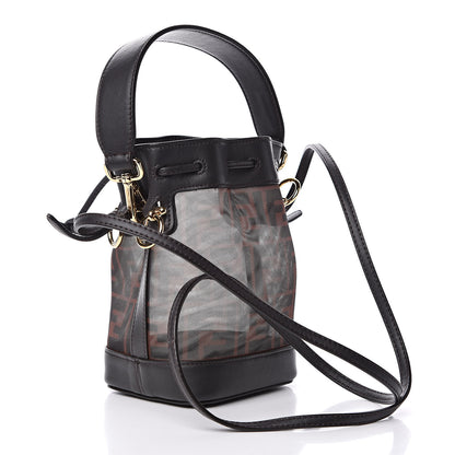 Fendi Mesh Vitello Grace F is FF 1974 Mini Mon Tresor Bucket Bag Marrone Black Ebano 3 of 9