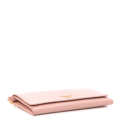 Prada Saffiano Metal Oro Chain Wallet Orchidea 4 of 10