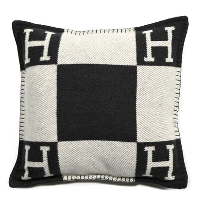 Hermes Wool Cashmere Avalon Pillow PM Ecru Gris Fonce 1 of 3