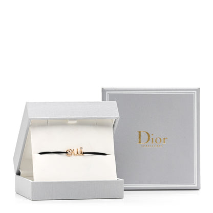 Christian Dior 18K Rose Gold Diamond Oui Cord Bracelet Black 2 of 4