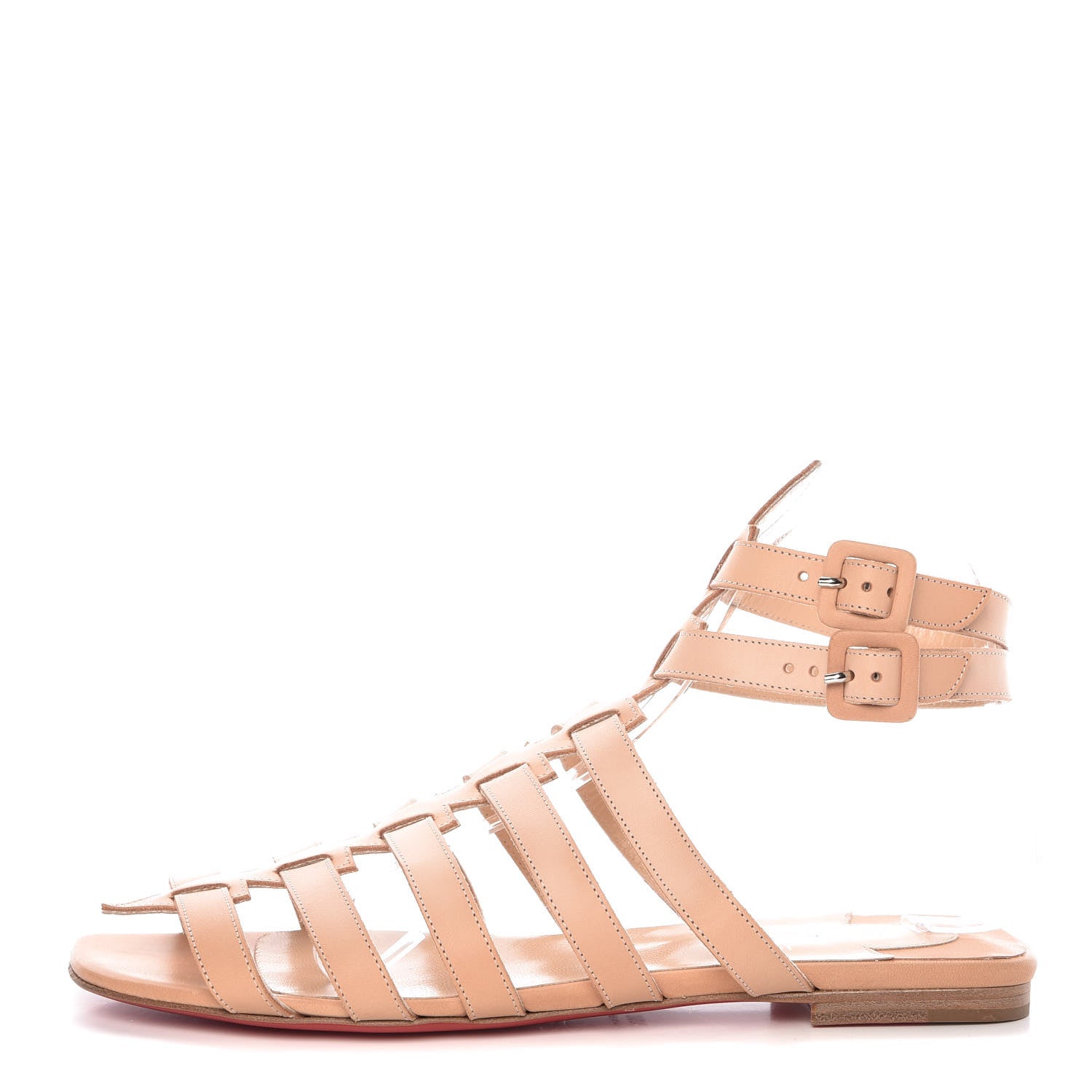 Christian Louboutin Calf Vegetale Neronna Flat Sandals 39.5 Natural 1 of 10