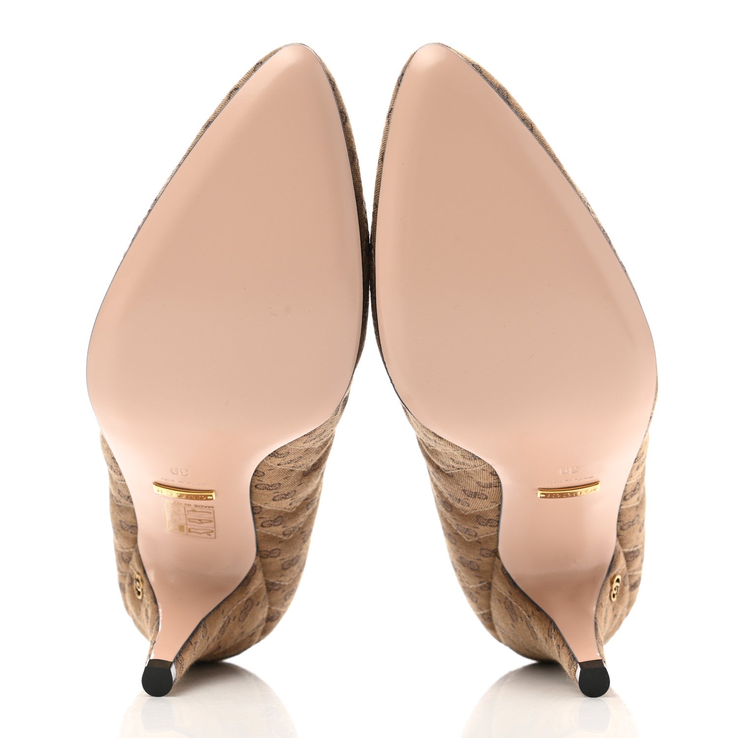 Gucci Monogram GG Mignon Nappa Chevron Matelasse Double G 95mm Pumps 39 Dusty Brown 5 of 9