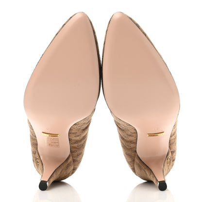 Gucci Monogram GG Mignon Nappa Chevron Matelasse Double G 95mm Pumps 39 Dusty Brown 5 of 9
