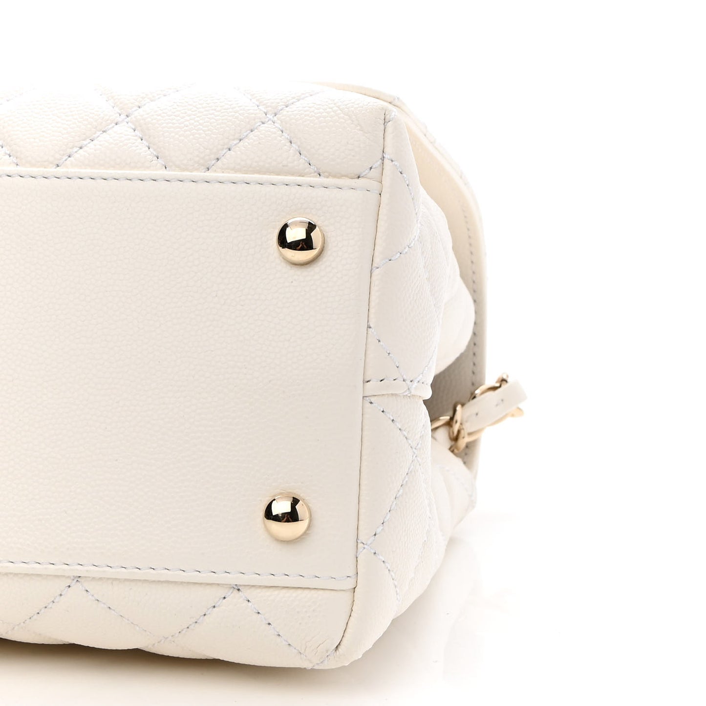 Caviar Quilted Small Coco Handle Flap White