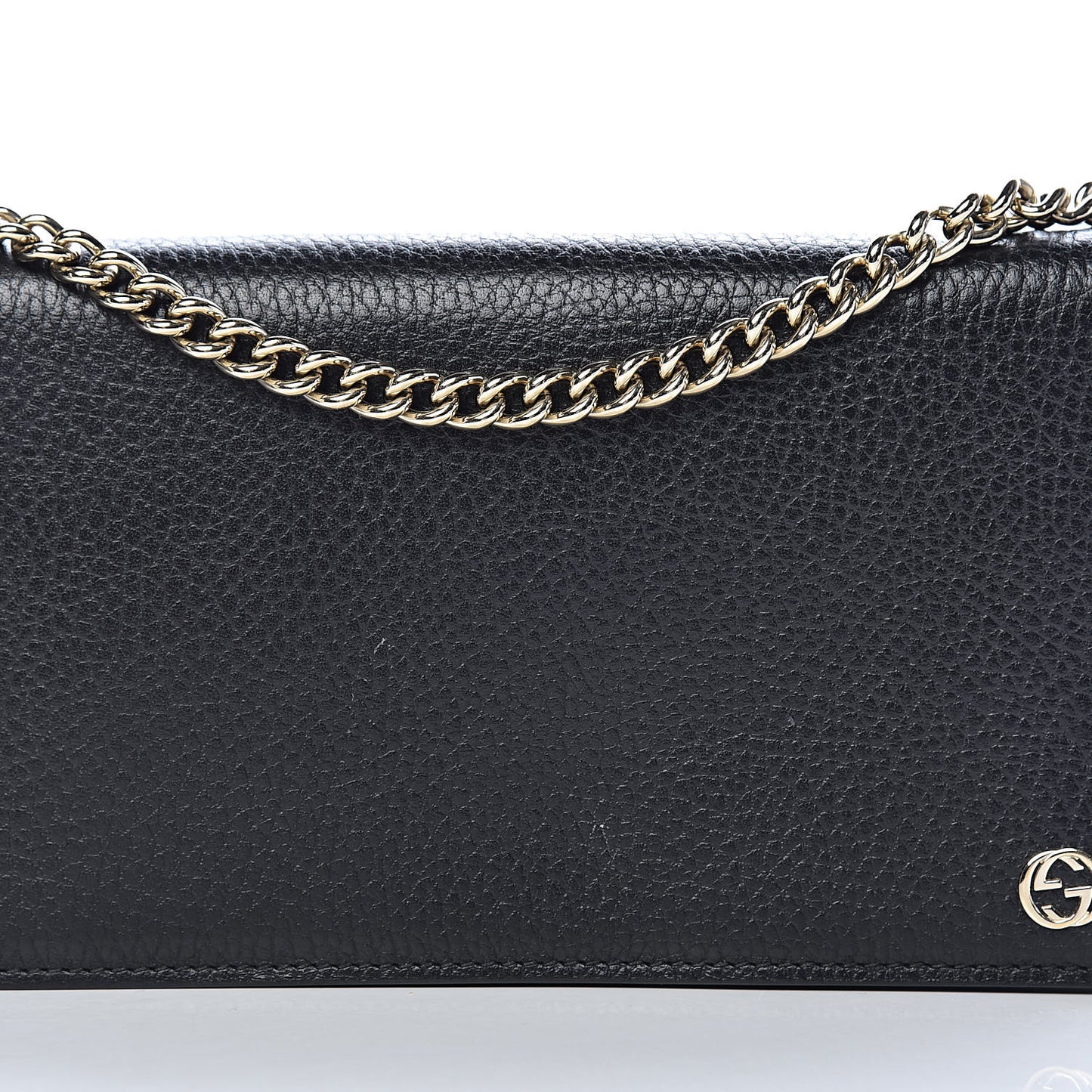 Dollar Calfskin Medium Betty Chain Wallet Black