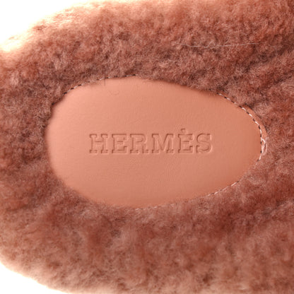Hermes Suede Goatskin Woolskin Womens Chypre Sandals 36.5 Rose Aube 7 of 8