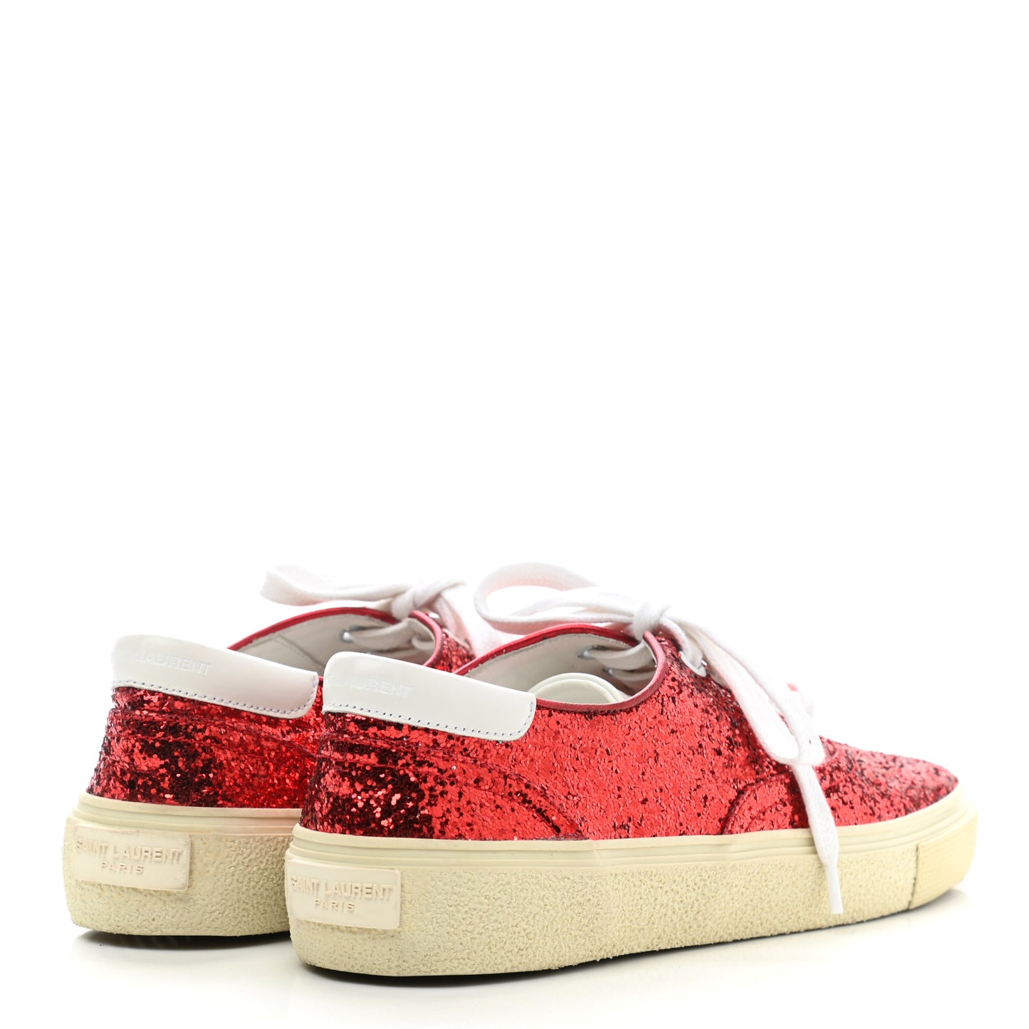 Calfskin Crystal Glitter Venice Low Top Sneakers 38.5 Red