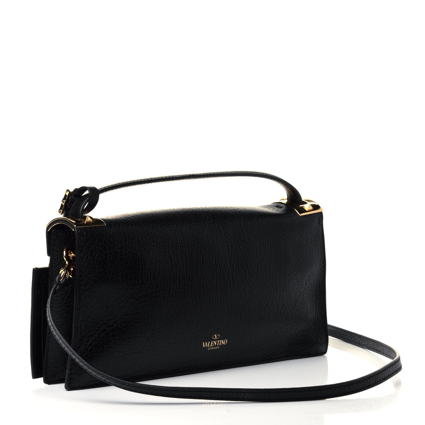 Calfskin Elephant Embossed My Rockstud Clutch Black