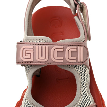 Gucci X SEGA Nappa Mesh Womens Aguru Sandals 37 Orange Pink 6 of 6