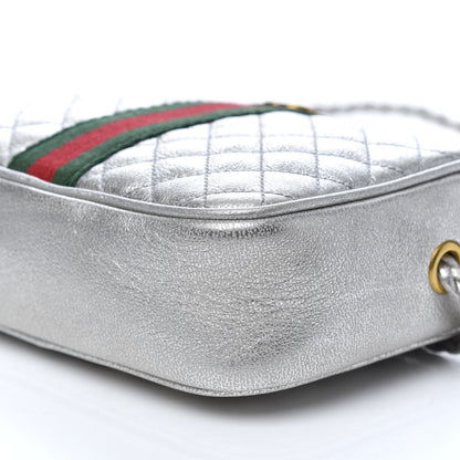 Gucci Laminated Nappa Web Trapuntata Mini GG Shoulder Bag Argento 7 of 8