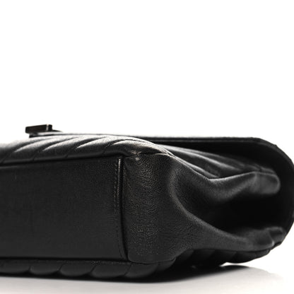 Saint Laurent Sheepskin Matelasse Chevron Monogram Medium College Bag Black 10 of 11