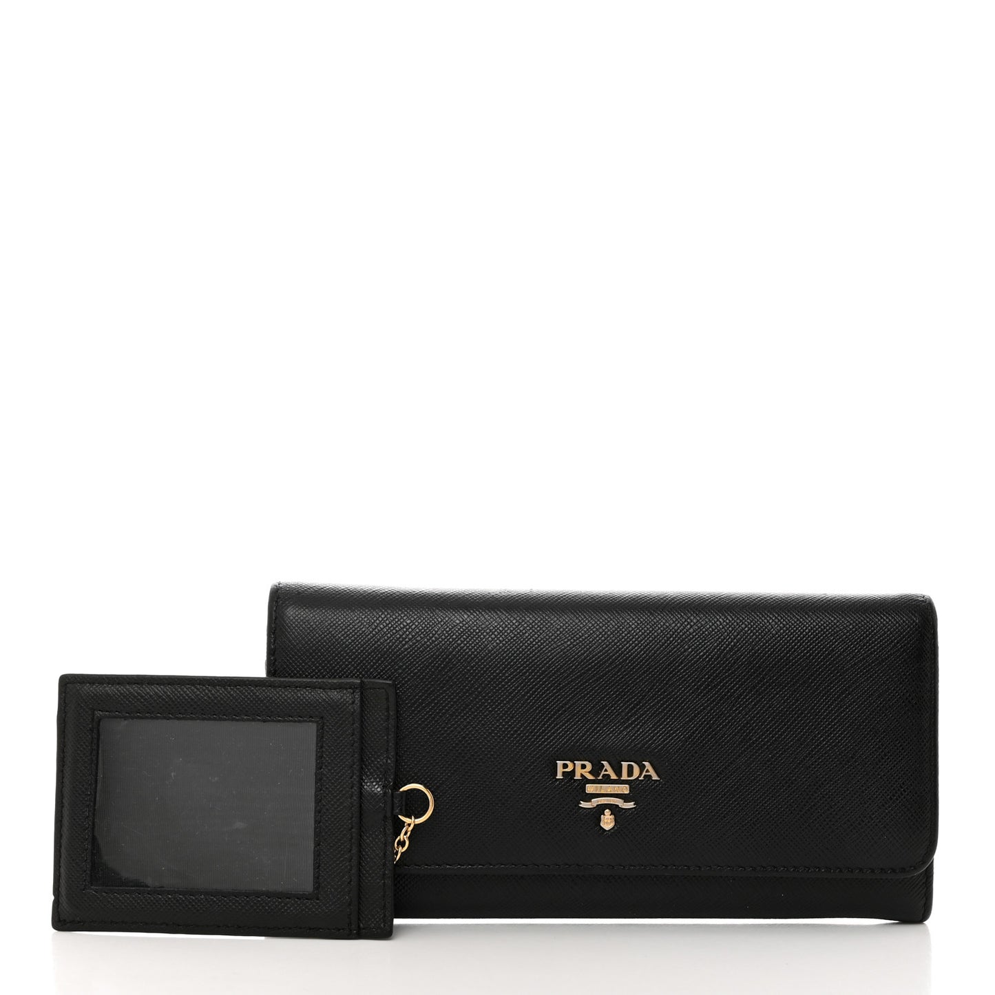 Saffiano Metal Continental Flap Travel Wallet Black