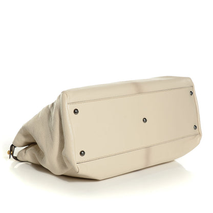 Fendi Goatskin Elaphe Large Peekaboo Iconic Satchel Latte Natural 4 of 8