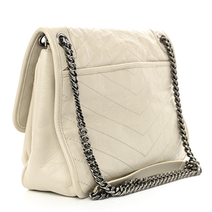 Saint Laurent Crinkled Calfskin Matelasse Monogram Medium Niki Chain Satchel Crema Soft 3 of 15