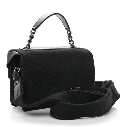 Chanel Canvas Calfskin Quilted 2-Way Flap Black 3 of 11