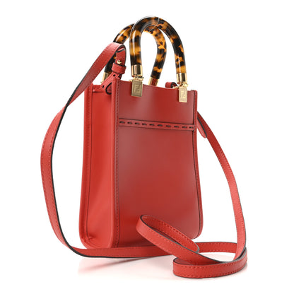 Fendi Vitello King Plexiglass Logo Embossed Mini Fendi Sunshine Shopper Tote Papavero 3 of 10