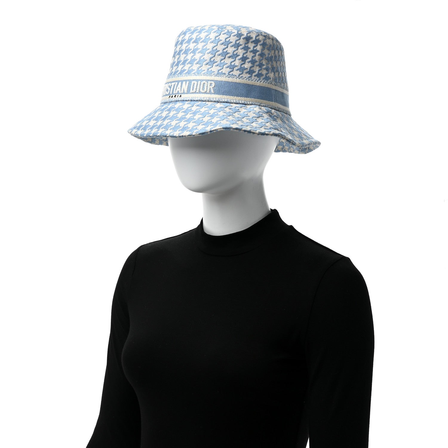 Christian Dior Pied De Poule Bucket Hat 59 Blue White 1478292