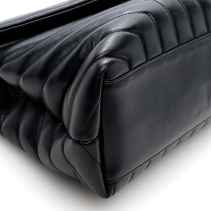 Saint Laurent Calfskin Y Quilted Monogram Monochrome Medium Loulou Chain Satchel Black 8 of 9
