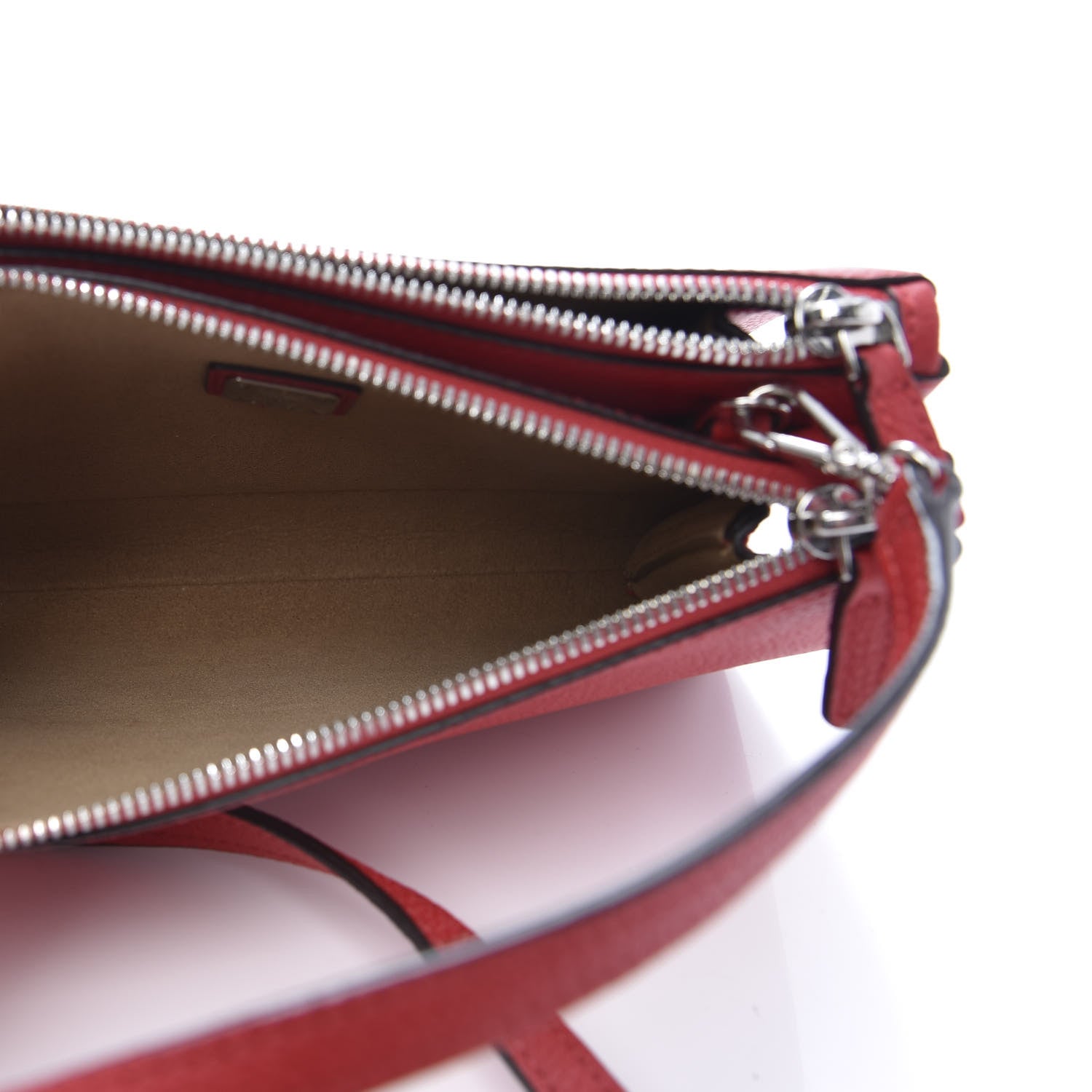 MCM Grained Calfskin Milla Double Crossbody Bag Ruby Red 5 of 11
