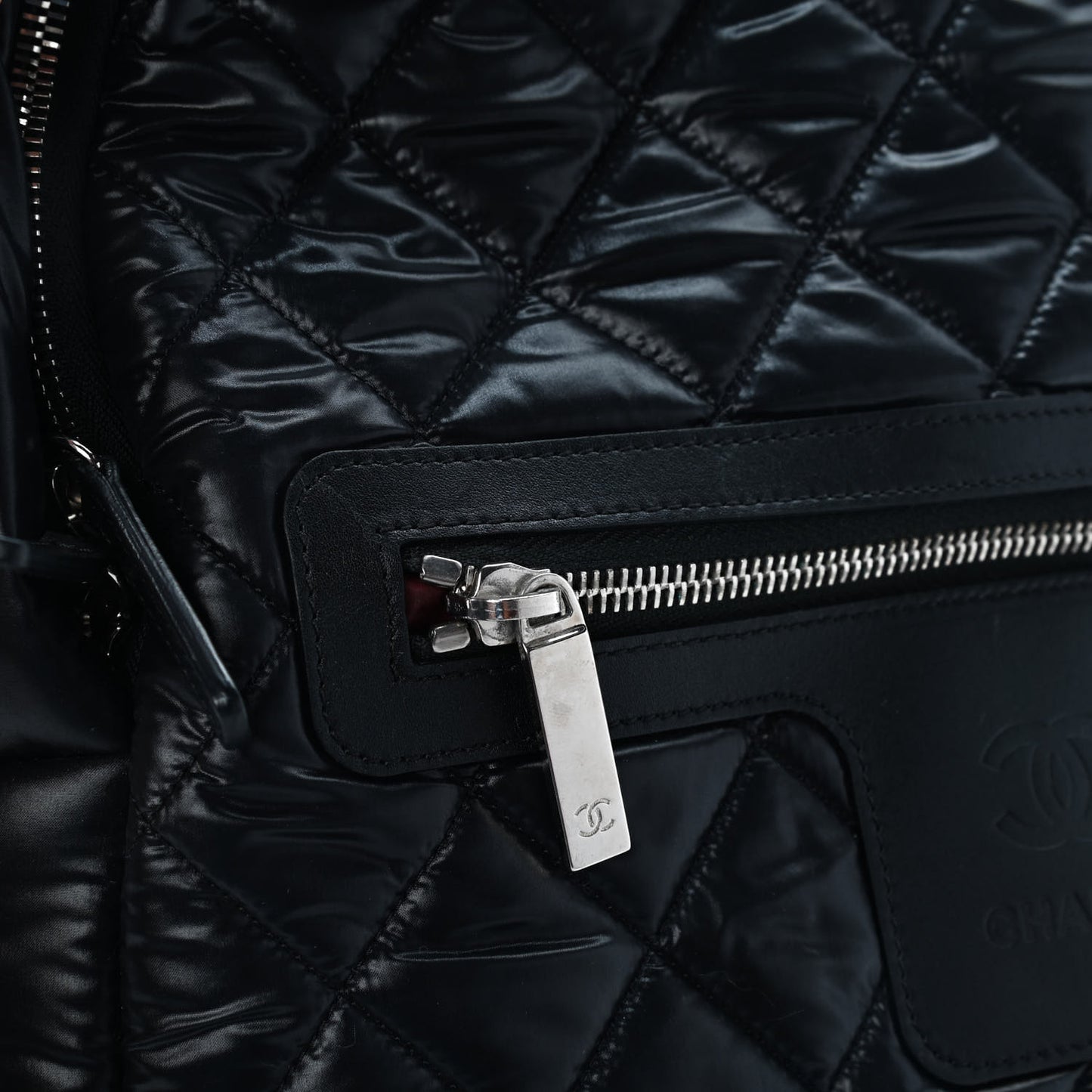 Nylon Quilted Coco Cocoon Backpack Black