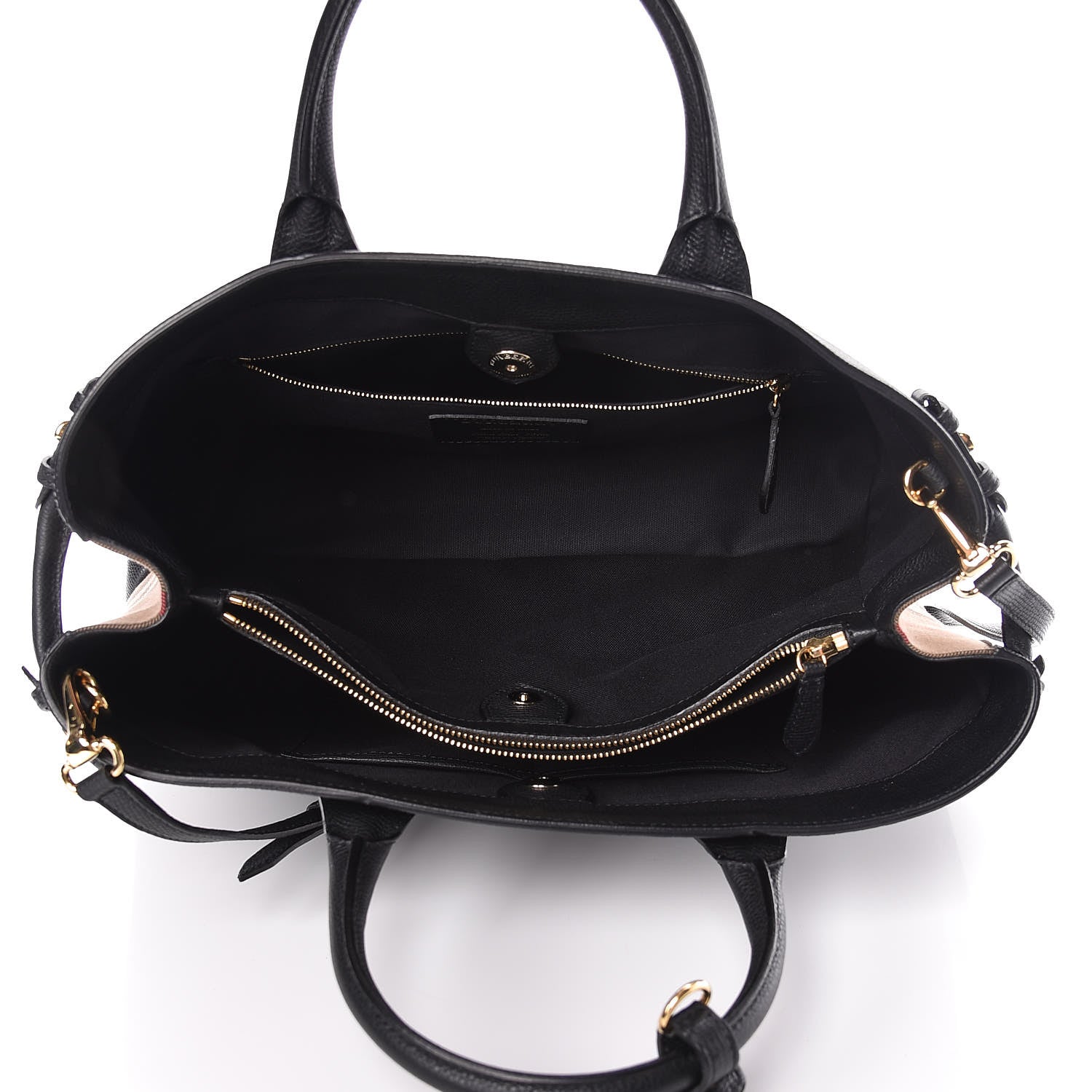 Burberry Grainy Calfskin House Check Large Banner Tote Black 5 of 9