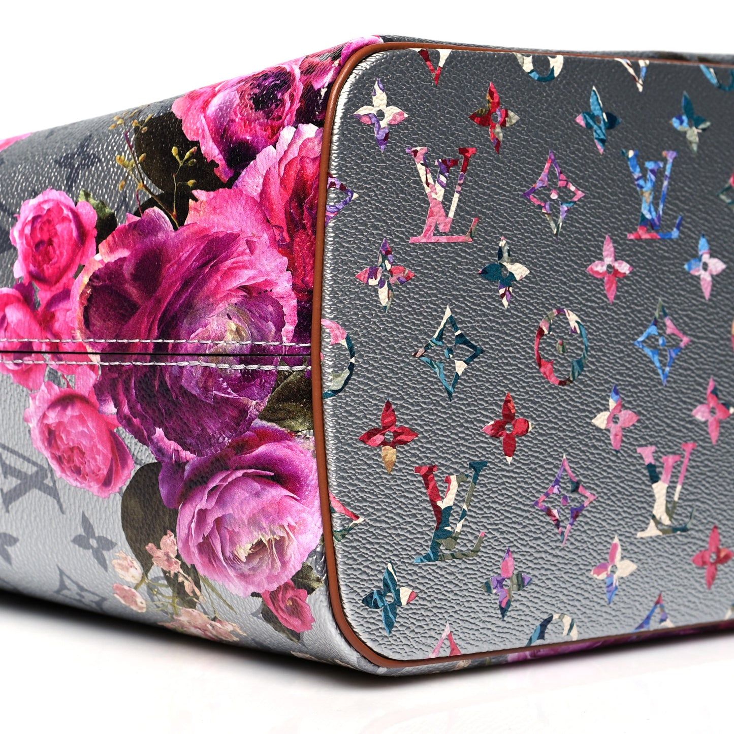 Metallic Monogram LV Garden Neverfull MM Silver