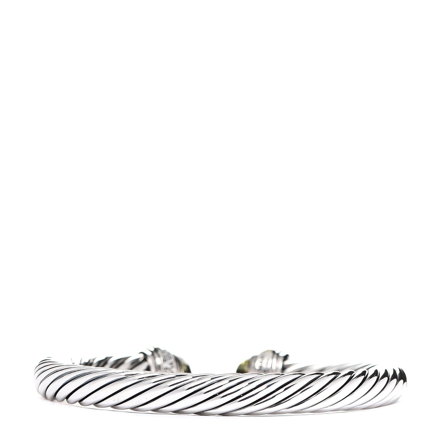Sterling Silver 14K Yellow Gold Peridot 7mm Cable Classics Bracelet