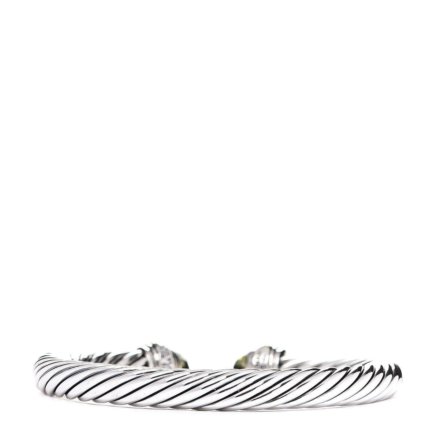 David Yurman Sterling Silver 14K Yellow Gold Peridot 7mm Cable Classics Bracelet 2 of 3