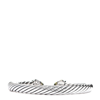David Yurman Sterling Silver 14K Yellow Gold Peridot 7mm Cable Classics Bracelet 2 of 3