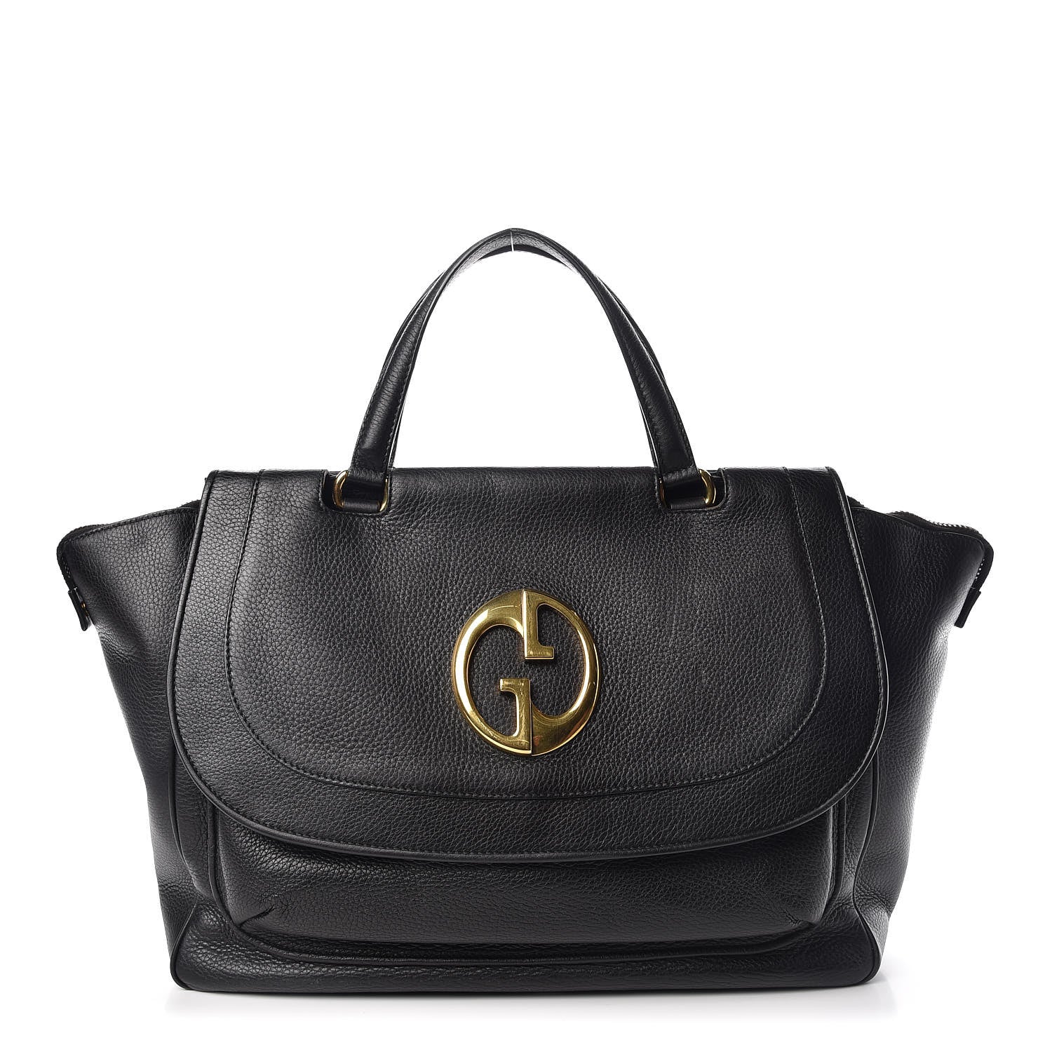 Gucci Pebbled Calfskin Medium 1973 Top Handle Satchel Black 1 of 16