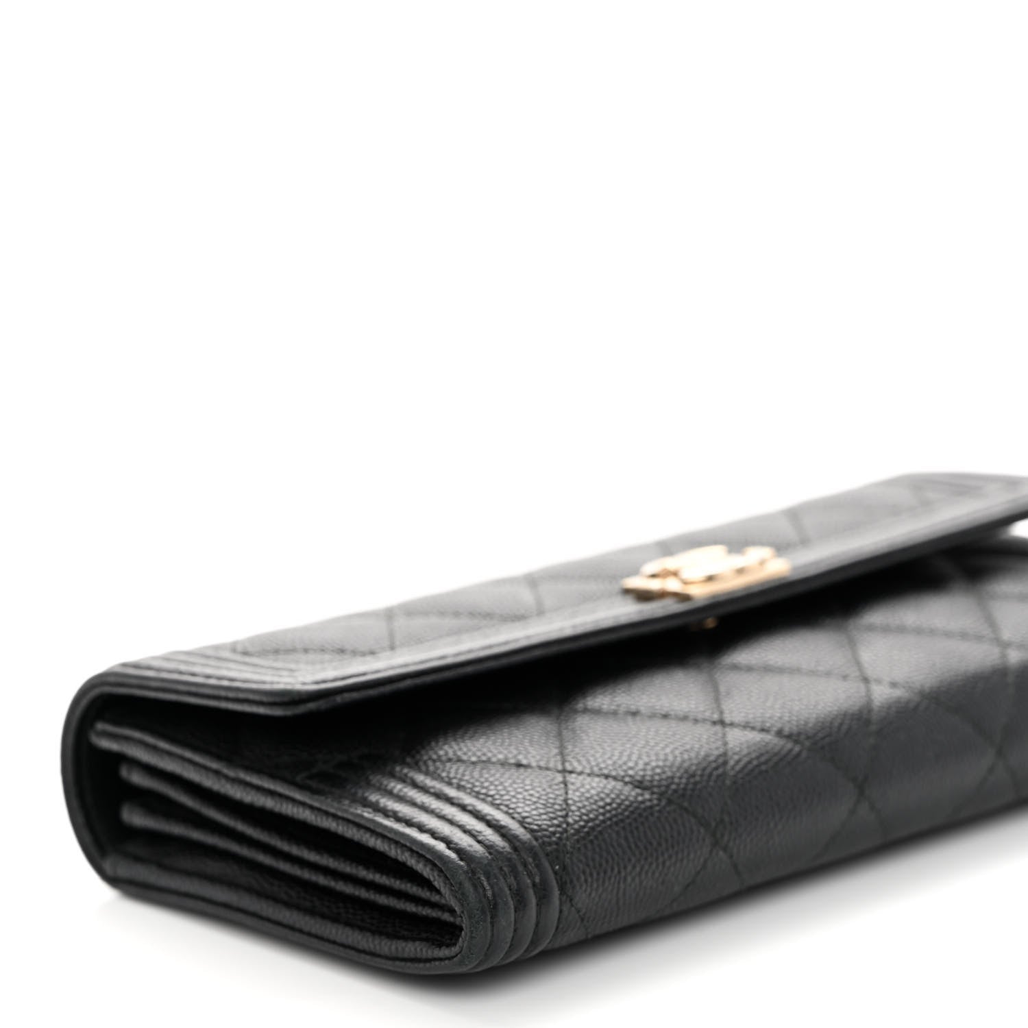 Chanel Caviar Quilted Large Boy Gusset Flap Wallet Black 9 of 10
