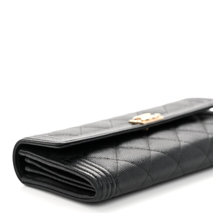 Chanel Caviar Quilted Large Boy Gusset Flap Wallet Black 9 of 10