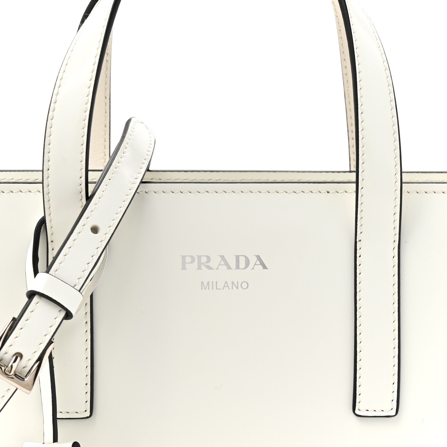Predia ショッピングバッグ ホワイト Prada Spazzolato Mini Re-Edition 1995 Double Handle Handbag White