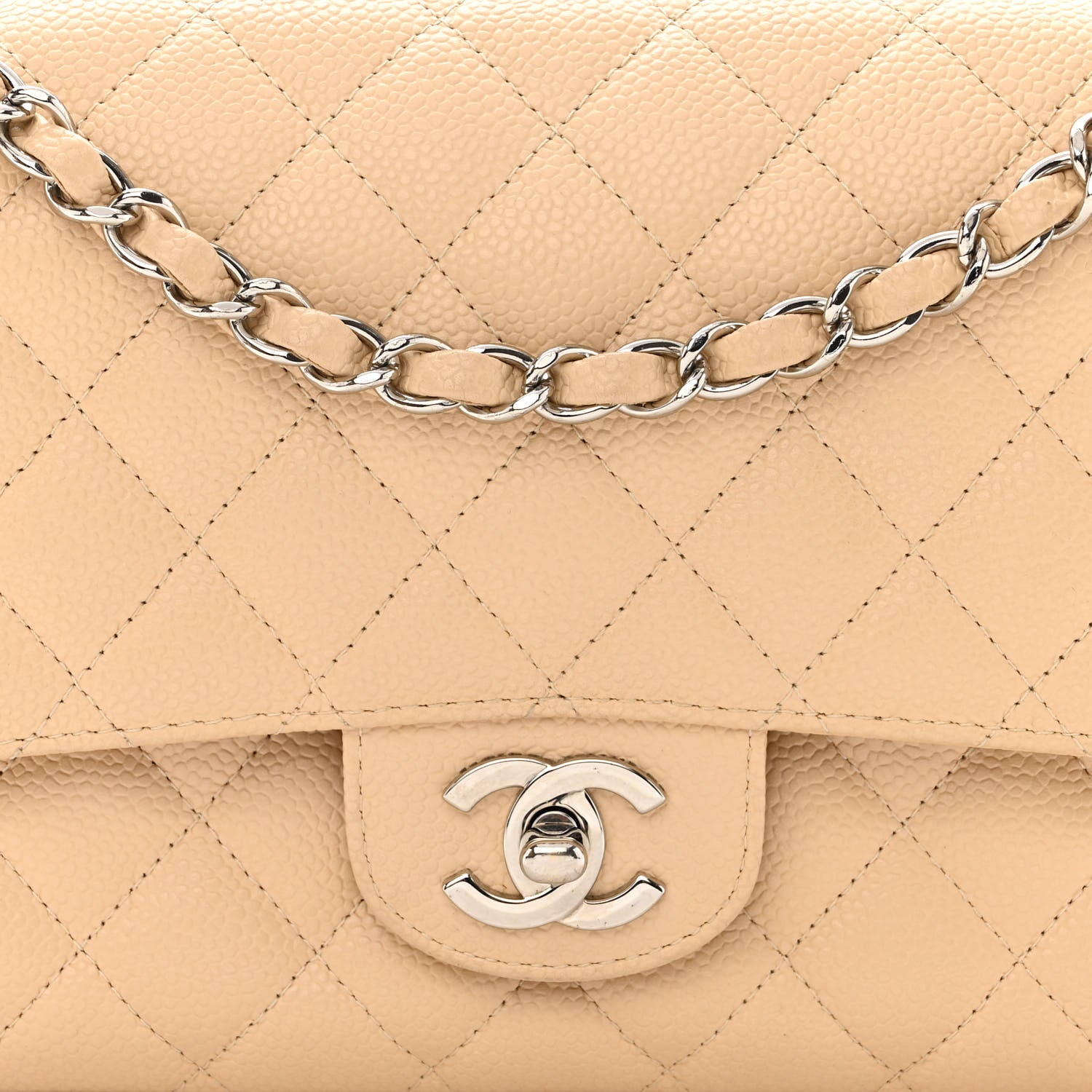 Chanel Caviar Quilted Medium Double Flap Beige Clair 8 of 13