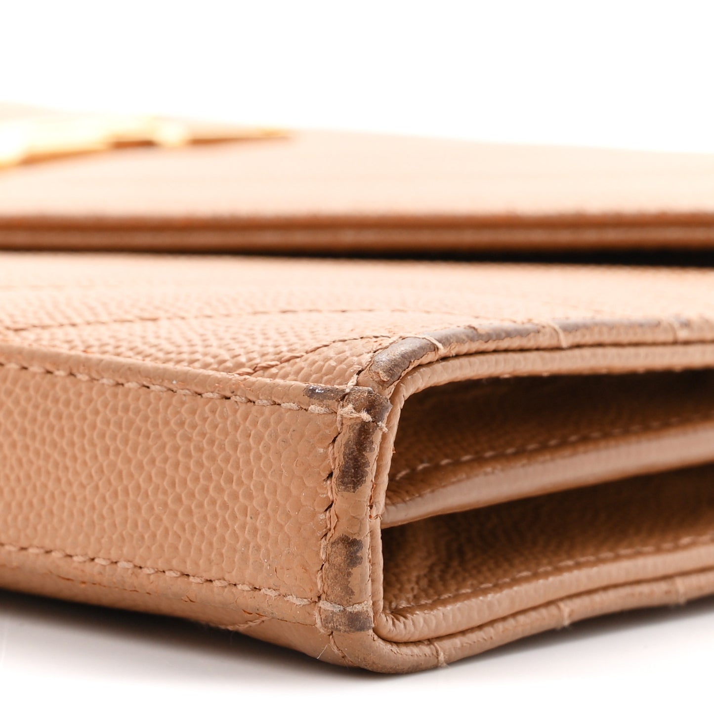 Grain De Poudre Matelasse Chevron Monogram Chain Wallet Natural Dark