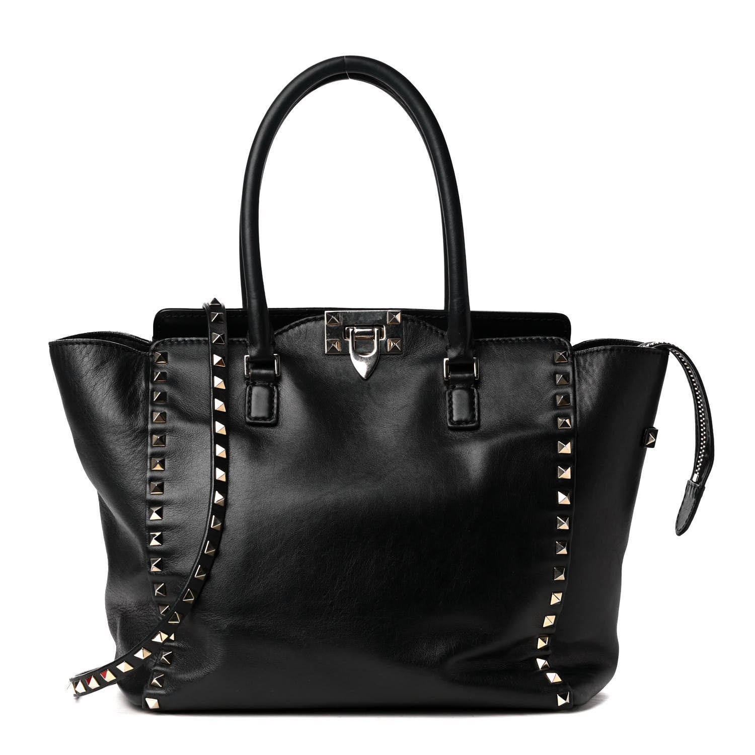 Valentino Garavani Vitello Rockstud Double Handle Tote Black 1 of 4