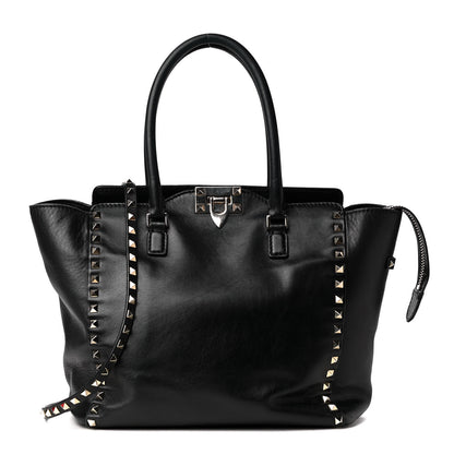 Valentino Garavani Vitello Rockstud Double Handle Tote Black 1 of 4