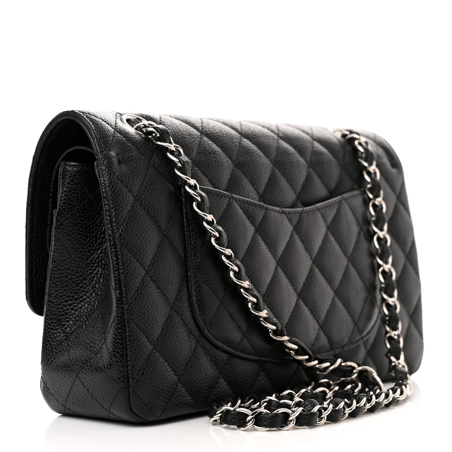 Caviar Quilted Medium Double Flap Black
