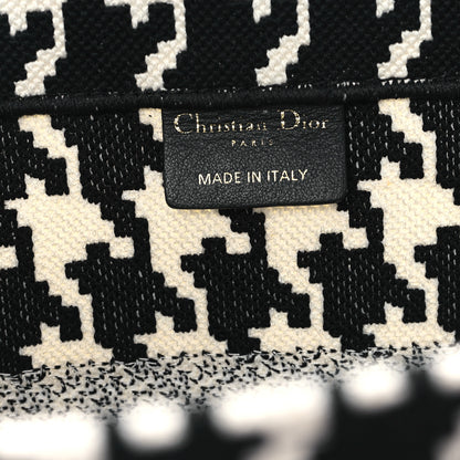 Christian Dior Canvas Macro Houndstooth Embroidered Medium Book Tote Black White 6 of 13