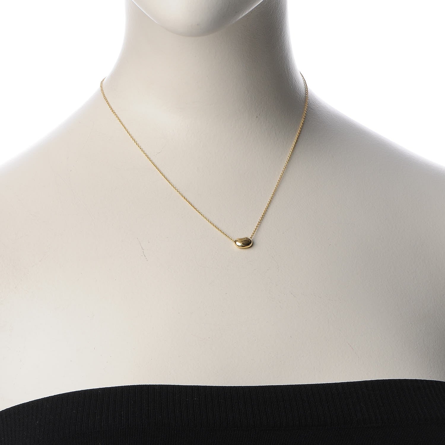 Tiffany 18K Yellow Gold 9mm Elsa Peretti Bean Pendant Necklace 2 of 8