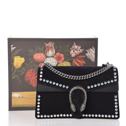 Gucci Suede Crystal Small Dionysus Shoulder Bag Black 10 of 10