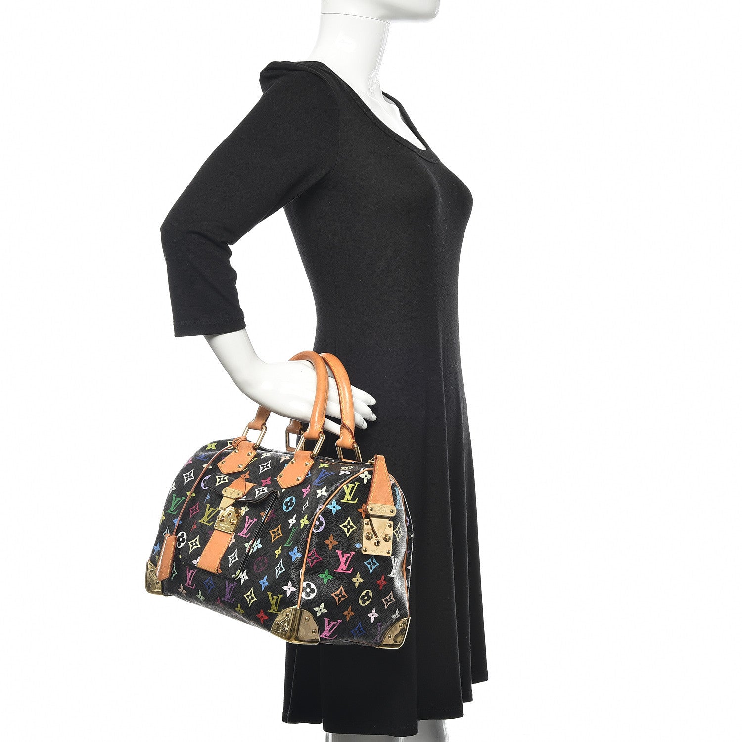 Louis Vuitton Monogram Multicolor Speedy 30 Black 2 of 15